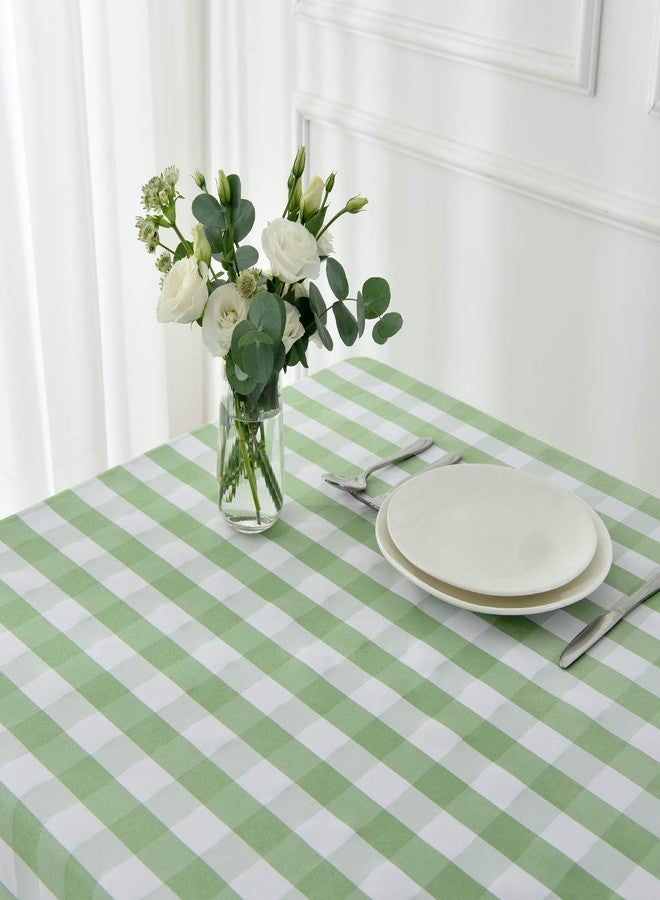 maxmill Checkered Rectangle Tablecloth Water Resistance Wrinkle Free Spillproof Heavy Weight Gingham Plaid Table Cloth for Buffet Banquet Parties Event Holiday Dinner, 60 x 84 Inch Mint and White - Image 4